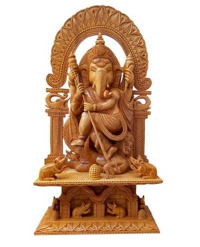 Wooden Lord Ganesh Statue Idol 21inch