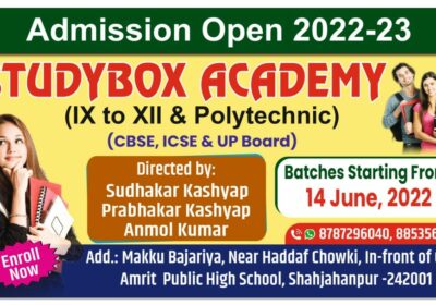 Admission Open For 9th to 12th & Polytechnic – Studybox Academy Shahjahanpur, UP