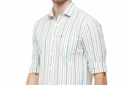 Buy Green Striped Mens Linen Shirt Online – LinenClub