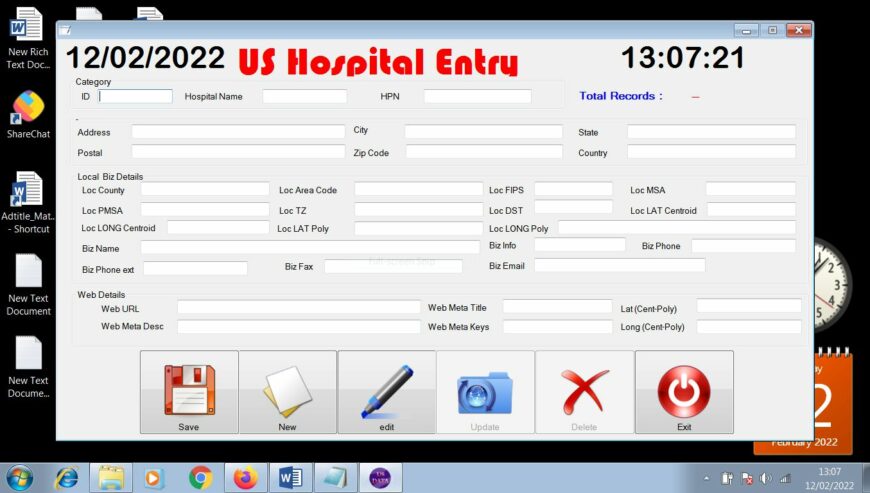 15 Days Payout US Hospital Entry Form Filling Project – Data Entry Work | VData Tech