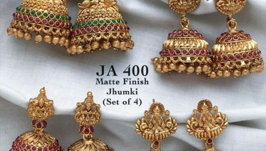 JA 400 Matte Finish Jhumki (Set of 4) | Buy South Indian Jewellery