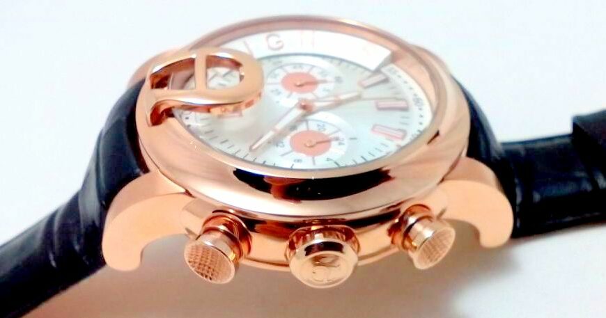 Buy Aigner Bari Rose Gold Black Leather Chronograph Mens Watch Online | Giftwatches Boutique