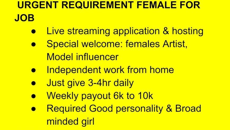 Work From Home Job – Urgent Require Female
