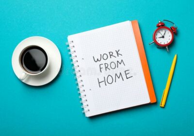 notebook-work-home-turquoise-background-freelancer-178345779
