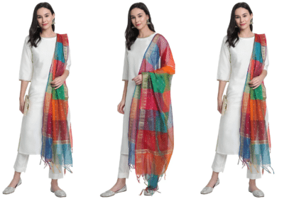 Buy Janasya Women’s Off-White Poly Silk Solid Kurta with Pant and Dupatta in Ahmedabad