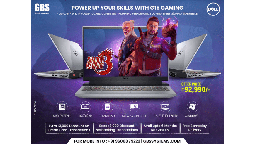 Buy Dell G15 Gaming Laptop with Rs.3000 Price Off in Chennai
