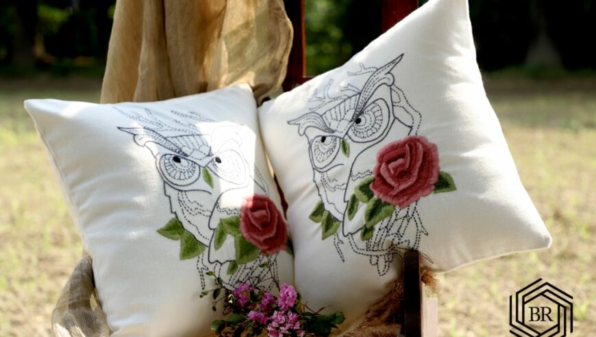 Buy Hand Embroidered Cushion Covers Online in India at BayaRoost.com