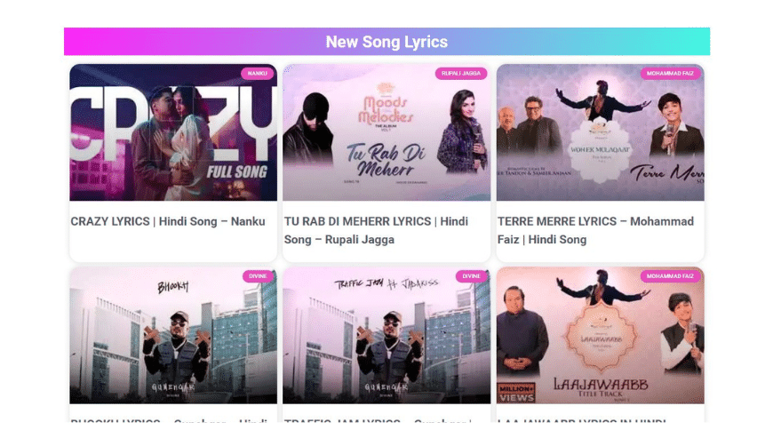 Get Latest Hindi, Punjani, Bengali and Bollywood Movie Songs | Mp3SongsLyrics