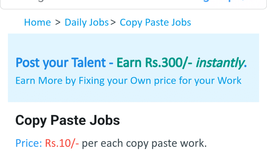 Copy Paste Jobs – Earn Guaranteed Monthly Payment