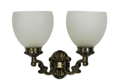 Traditional Ornate Aluminium Double Light Frosted Diamond Glass Wall Lamp