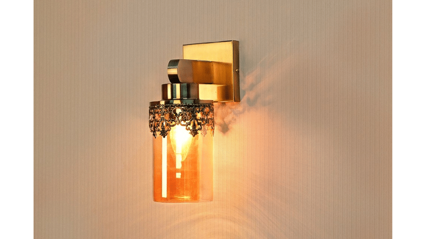 Antique Cylindrical Embellished Glass Wall Sconce | FosLighting.in