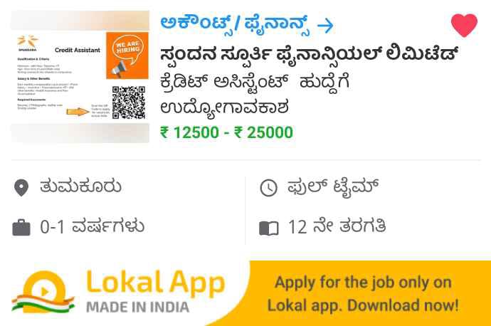 Credit Assistant Jobs in Finance Company, Karnataka
