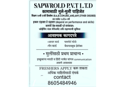Male & Female Needed For Office Work in Daund