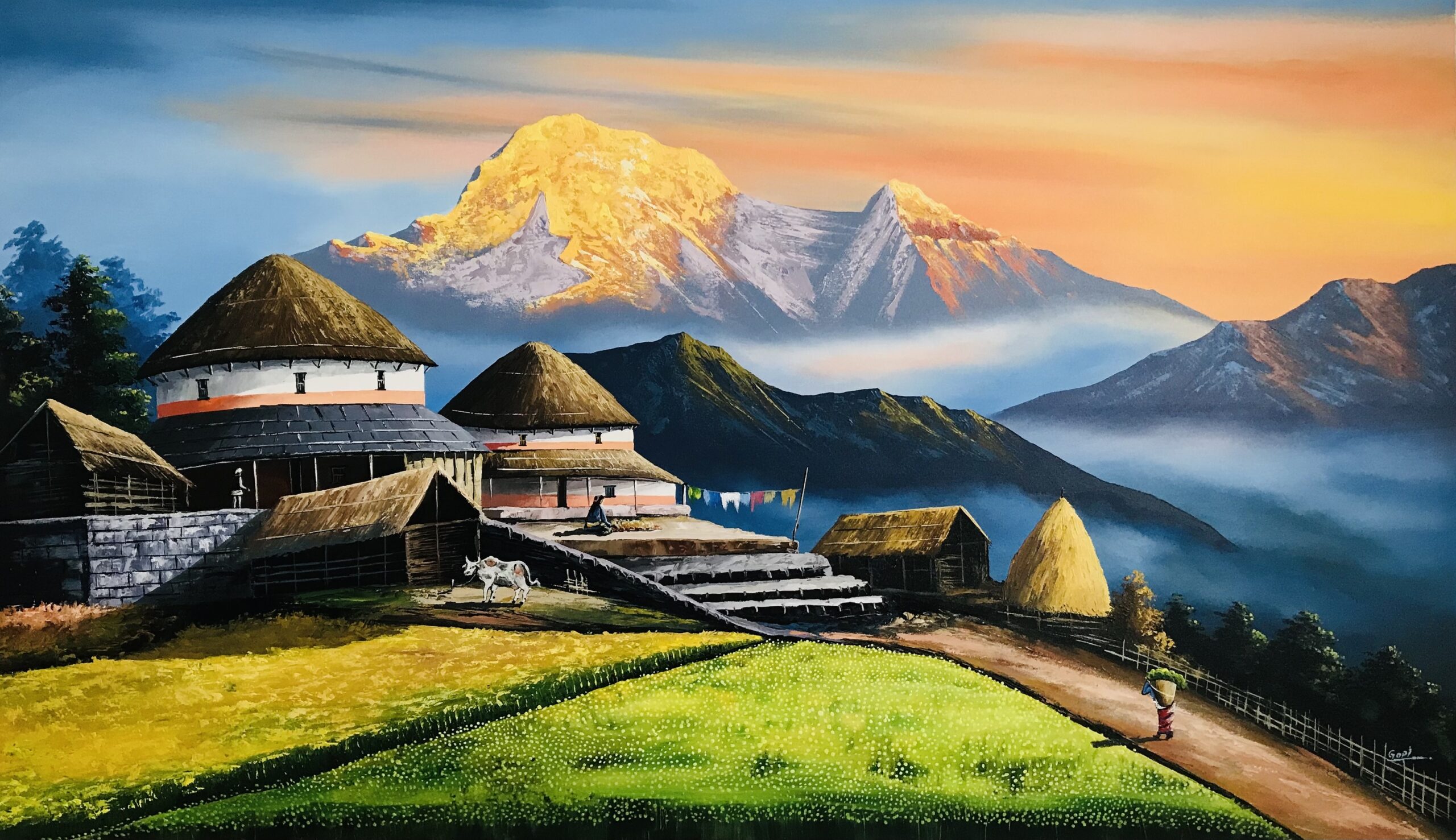 Handmade Painting Nepal Village