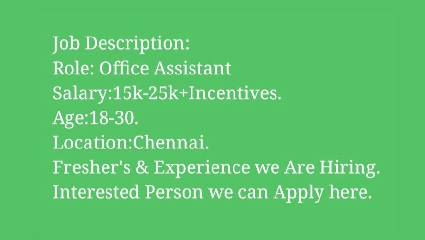Office Administrator Job in Mambalam, Chennai