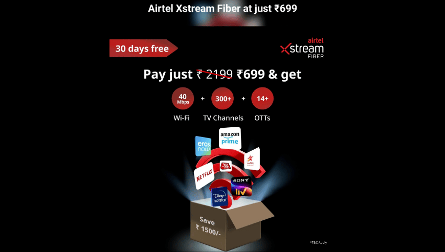 Airtel Xstream Fiber Internet Connection in Chennai