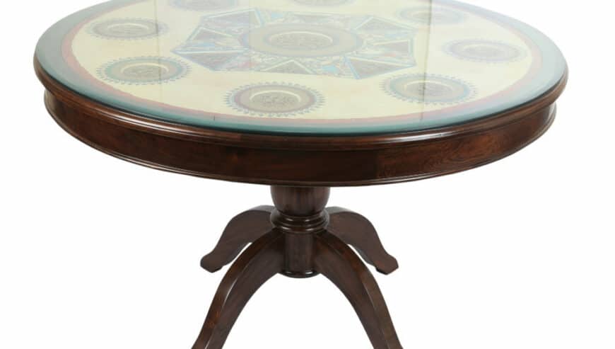 Round Teak Wood Dining Table – Perfect for Cozy Dinners and Intimate Gatherings! Shop Now