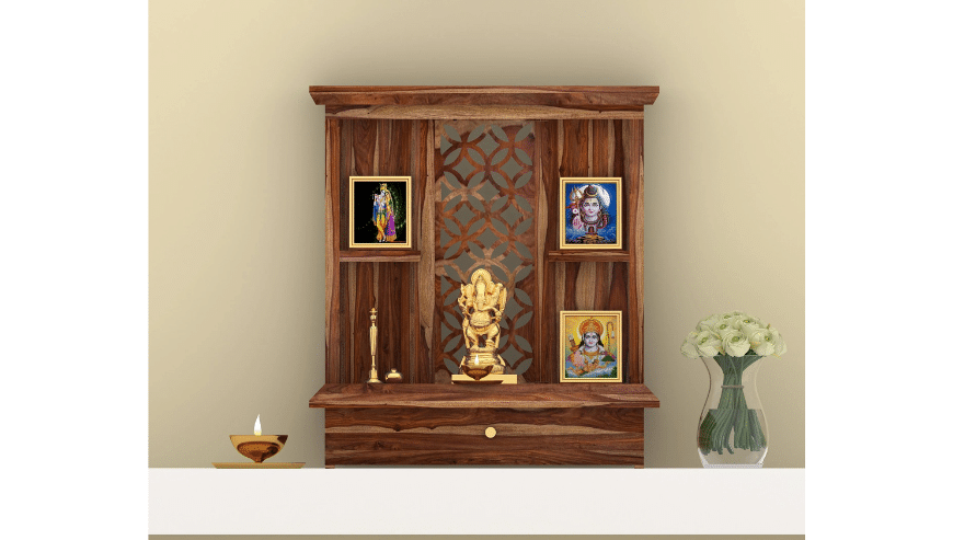 Buy Wooden Wall Mounted Pooja Mandir (Temple) | Numerique Furniture