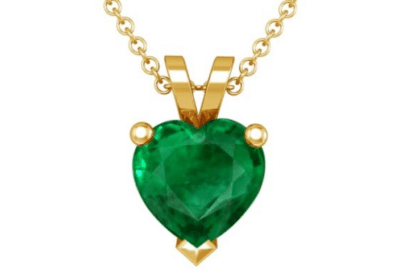 Shop 18K Yellow Gold Heart Shape Emerald Solitaire Pendant | GemsNY