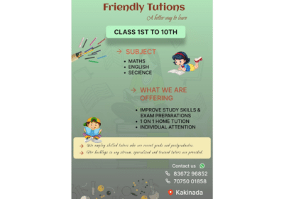 Home Tuition For Class 1st to 10th in Kakinada | Friendly Tutions