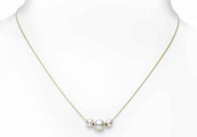 Mikimoto Pearls in Motion Akoya Cultured Pearl Necklace in 18k Yellow Gold | Leonardo Jewelers