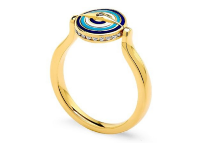 Chakra Small Reversible Evil Eye Ring with Lapis | Providence Diamond