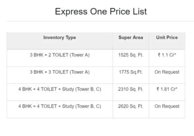 express-one-price-list