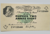 2 Rupees 8 Anna Note of British India Government