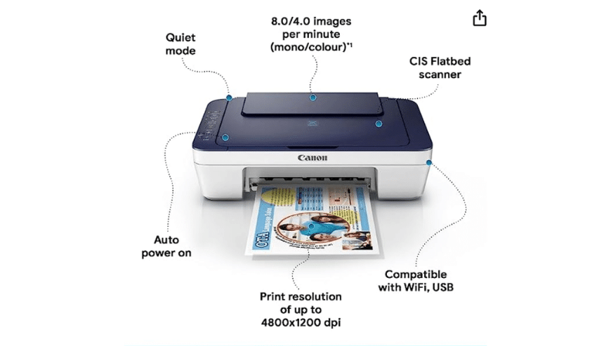 Buy Canon PIXMA E477 Printer in Bangalore – All in One (Print, Scan, Copy) WiFi