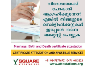 Certificate Attestation / Apostille Services / Embassy Services in India | Y Square Attestation