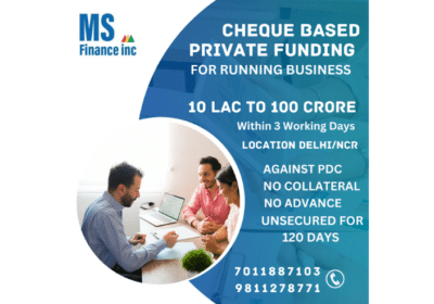 Cheque Based Private Funding For Running Business | MS Finance Inc