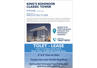 Floor For Tolet and Lease in Mehdipatnam Hyderabad | King’s Kohinoor Classic Tower