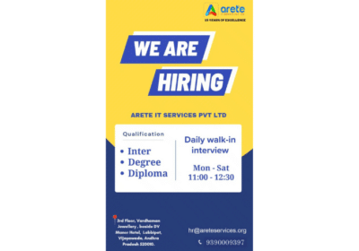 Jobs For Inter / Diploma / Degree Candidates in Hyderabad | Arete IT Services