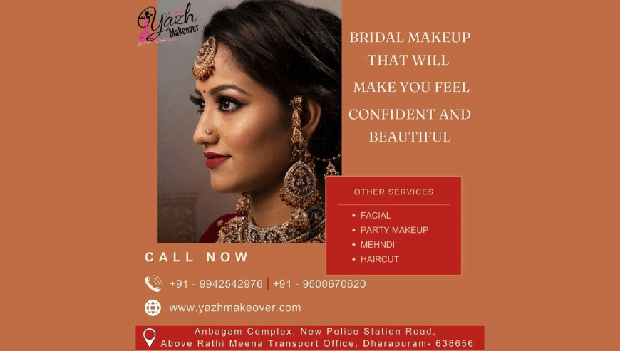 Leading and Professional Beauty Parlour in Dharapuram | Yazh Make Over