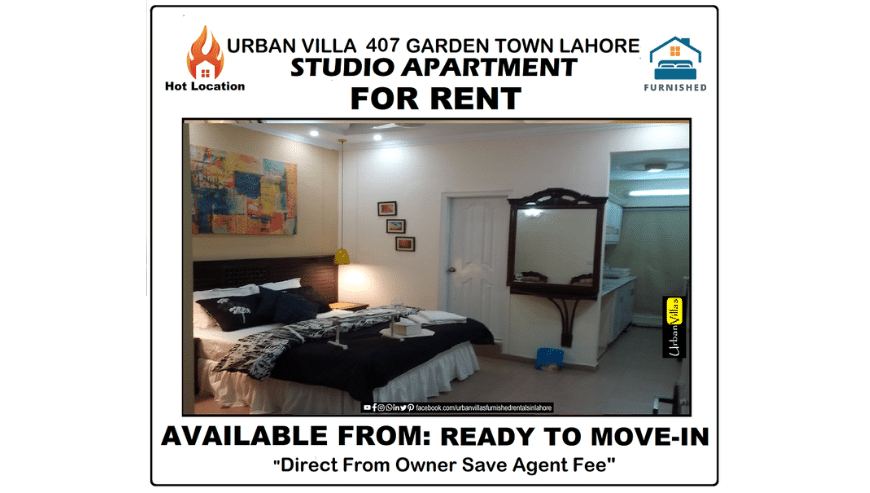 Stunning and Unique Studio Apartment For Rent in Garden Town Lahore