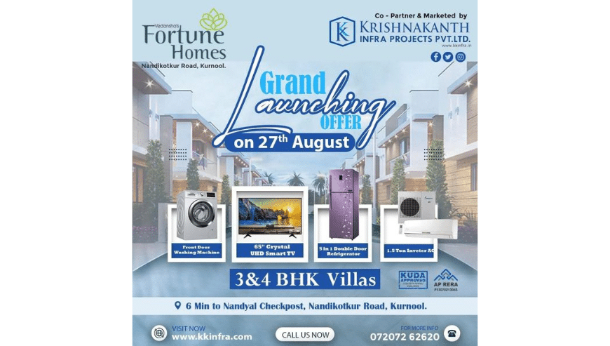3BHK and 4BHK Duplex Villas in Kurnool with Home Theater | Vedansha’s Fortune Homes