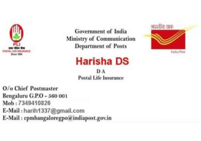 Contact For Postal Life Insurance in Bagalkot | Harisha DS