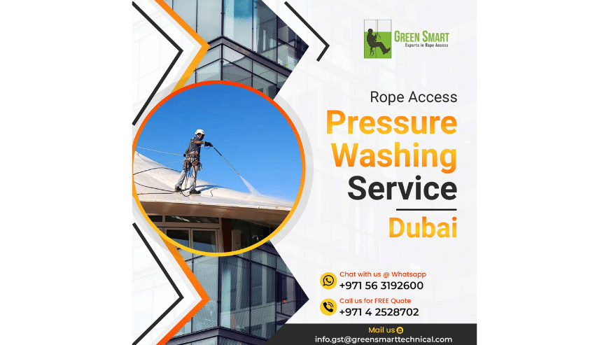 Get The Ultimate Clean with Rope Access Pressure Washing Services in Dubai | Green Smart Technical