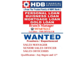 Sales Manager Jobs in Thudiyalur Coimbatore | HDB Financial Services