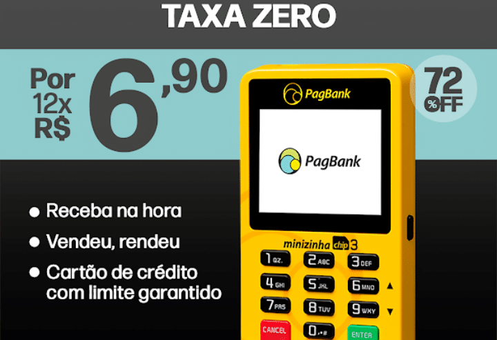 Buy Minizinha Chip 3 Card Machine in São Paulo Brazil | PagBank