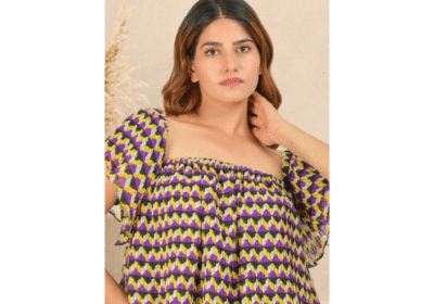 Aztec Pleated Flare Top For Women – Women’s Clothing Online | Ryshaa