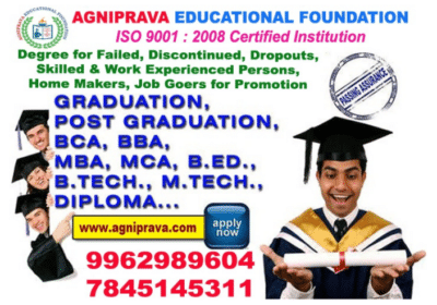 Courses For Discontinued / Failed / Dropouts / Skilled Candidates Admissions Open For 365 Days in a Year | Agniprava Educational Foundation