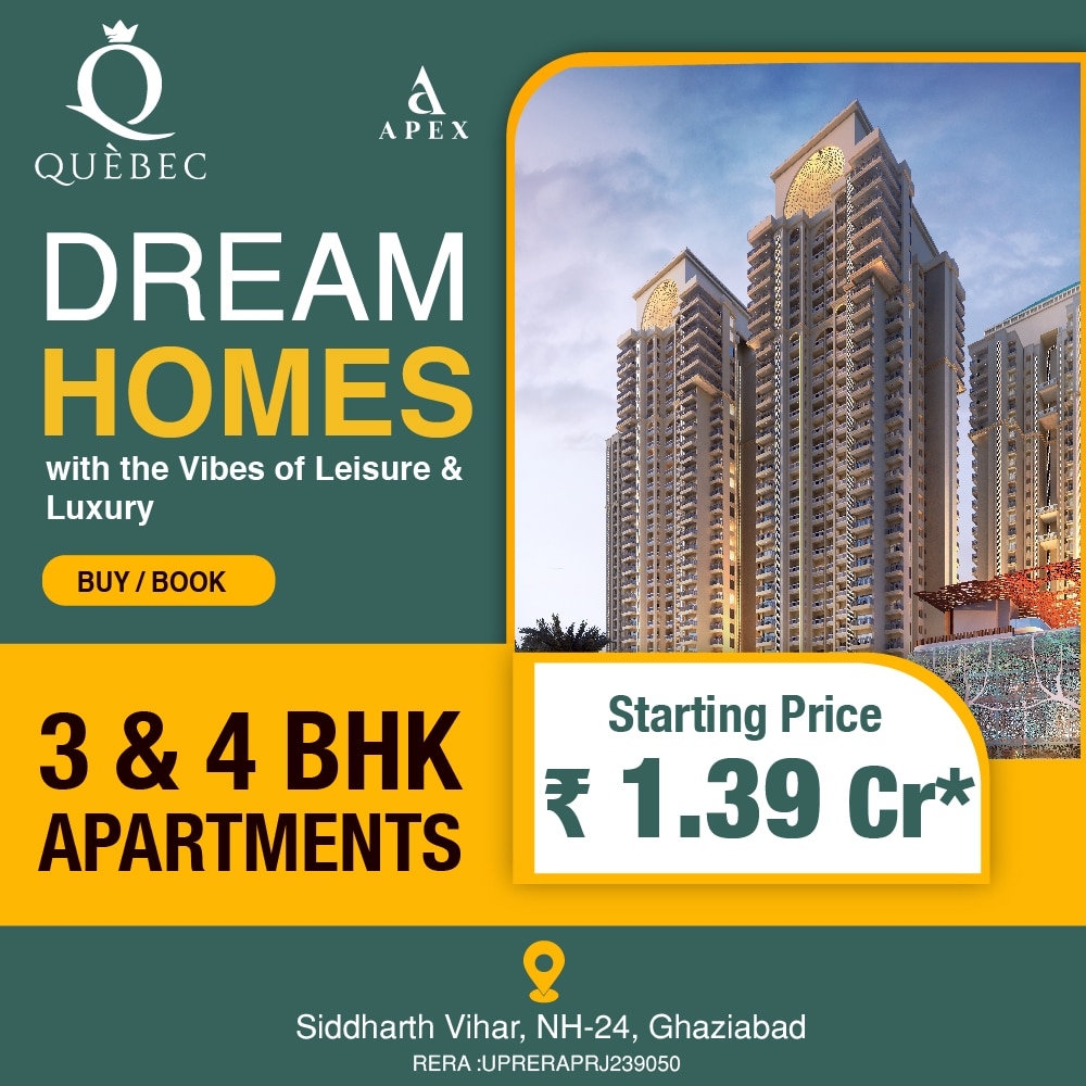 3/4 BHK Luxury Homes On Main Delhi-Meerut Expressway in Apex Quebac