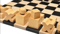 Bauhaus Combo Ebonised Boxwood Chess Pieces and Ebony Chess Board | Royal Chess Mall