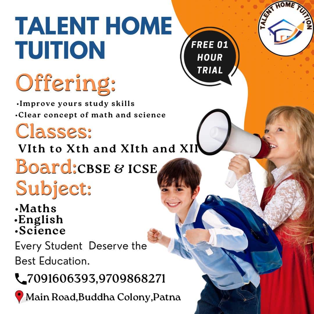 Best Home Tuition For Class 6th to 10th in Patna | Talent Home Tuition