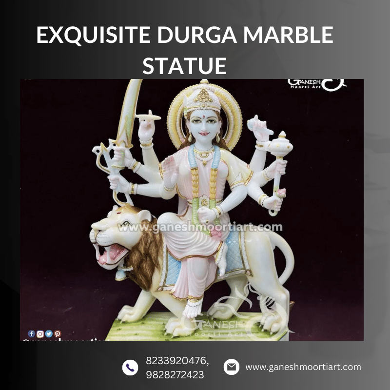 Exquisite Durga Marble Statue | Ganesh Moorti Art