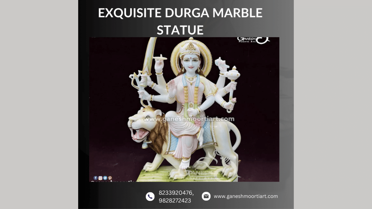 Exquisite Durga Marble Statue | Ganesh Moorti Art