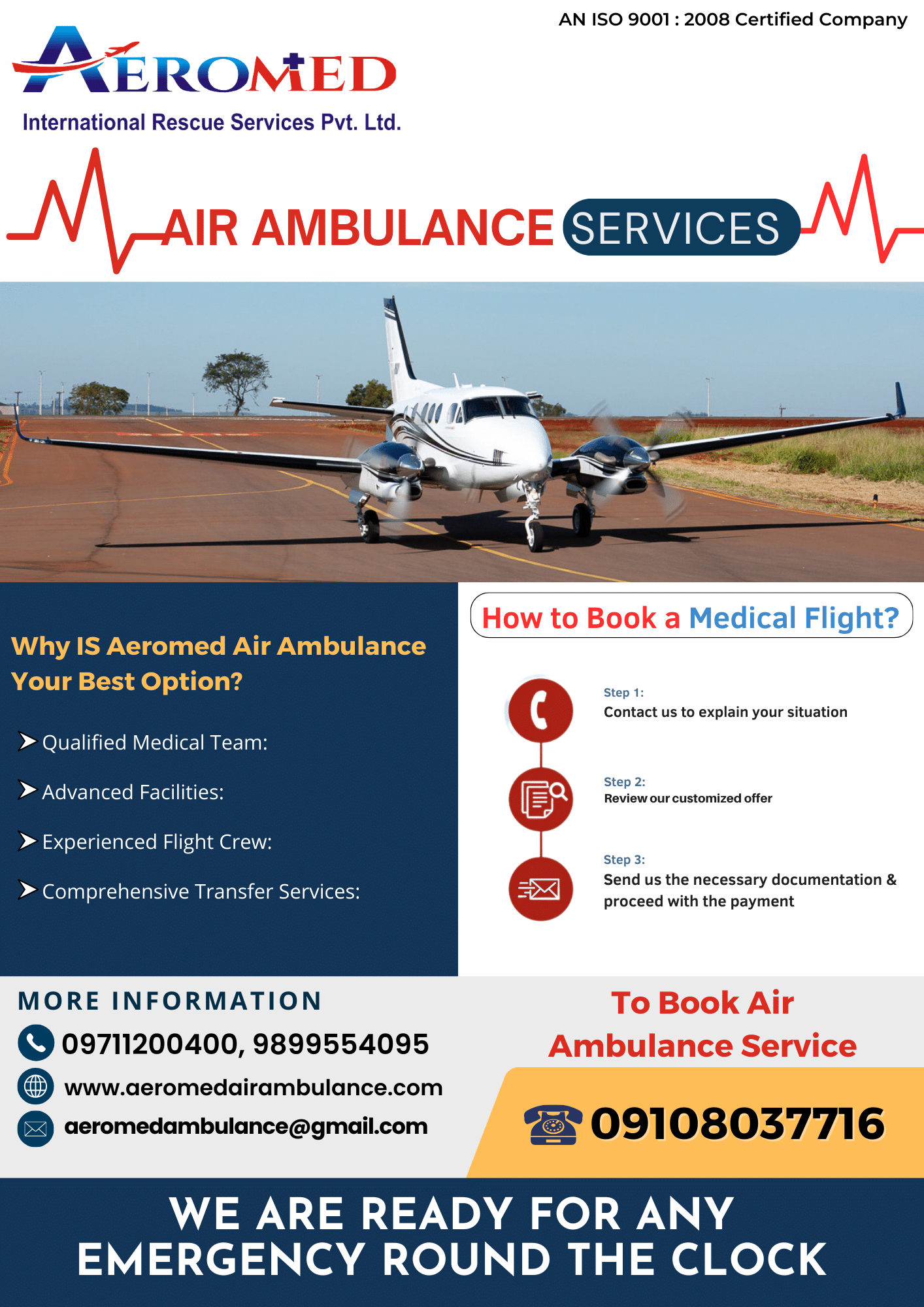 Aeromed Air Ambulance Service Patna - On-Board Check-Up is Available