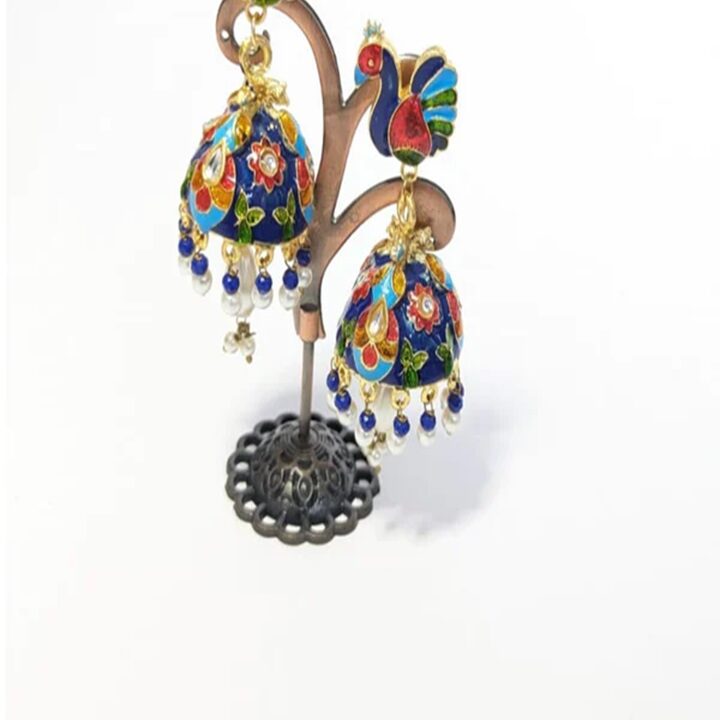 Buy Peacock Shaped Oxidised Earring with Ghungaroo in Kochi | Aakarshan