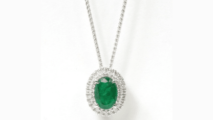 18K-White-Gold-Diamond-and-Oval-Emerald-Pendant